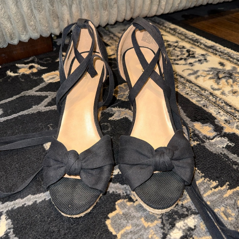 Black Bow Tie Espadrille Sandals - Women